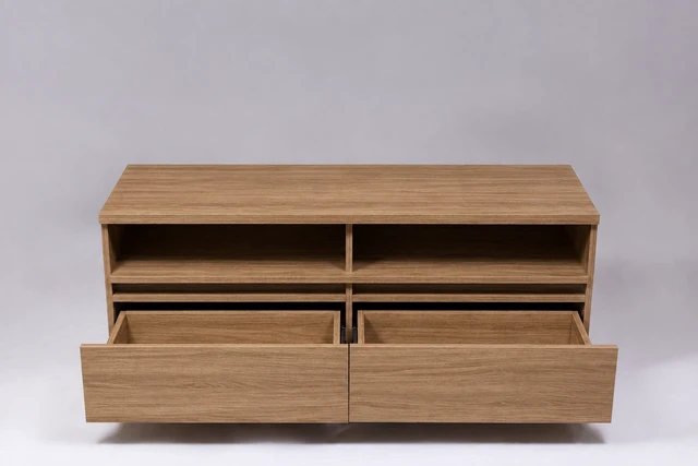 Alt view image 4 of 5 - TV Stand for Tvs 50 Inches, Entertainment Center Two Drawers Hannover, Oak, Melamine, TV Entertainment Furniture