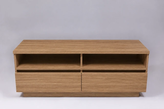 Alt view image 2 of 5 - TV Stand for Tvs 50 Inches, Entertainment Center Two Drawers Hannover, Oak, Melamine, TV Entertainment Furniture