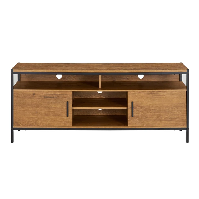Alt view image 3 of 6 - TV Media Stand for Tvs Inchwith Two Doors, Dark Brown, MDF, TV Entertainment Furniture
