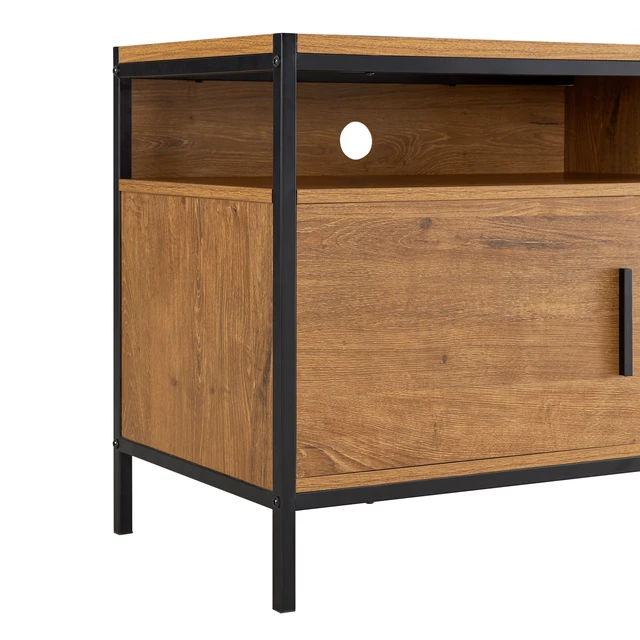 Alt view image 6 of 6 - TV Media Stand for Tvs Inchwith Two Doors, Dark Brown, MDF, TV Entertainment Furniture
