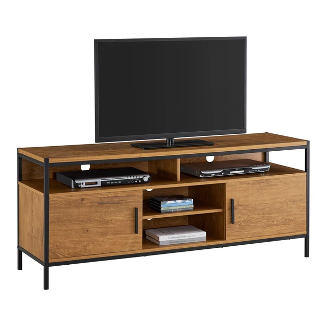Alt view image 4 of 6 - TV Media Stand for Tvs Inchwith Two Doors, Dark Brown, MDF, TV Entertainment Furniture