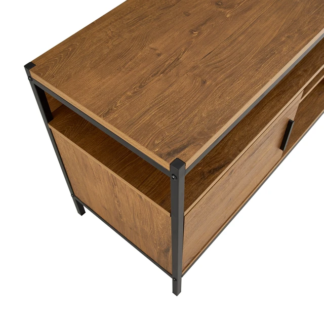 Alt view image 5 of 6 - TV Media Stand for Tvs Inchwith Two Doors, Dark Brown, MDF, TV Entertainment Furniture