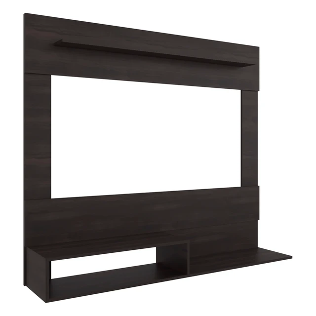 Alt view image 4 of 7 - Stained Floating Wall-Mounted TV Stand with Media Storage, Walnut, Particle Board, TV Entertainment Furniture