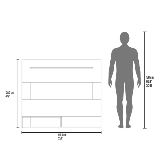 Alt view image 7 of 7 - Stained Floating Wall-Mounted TV Stand with Media Storage, Walnut, Particle Board, TV Entertainment Furniture