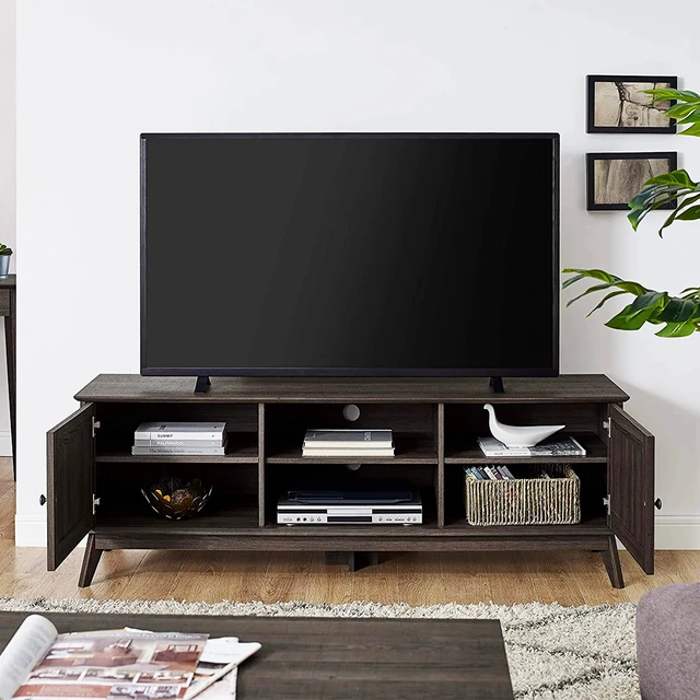 Alt view image 6 of 7 - TV Media Console Stand Entertainment Center, Accent Living Furniture, Smoke, MDF