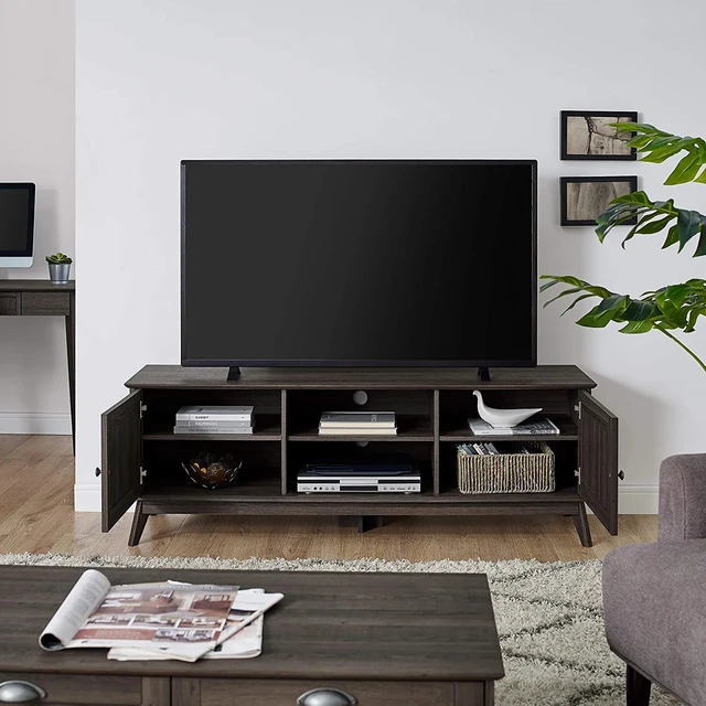 Alt view image 5 of 7 - TV Media Console Stand Entertainment Center, Accent Living Furniture, Smoke, MDF