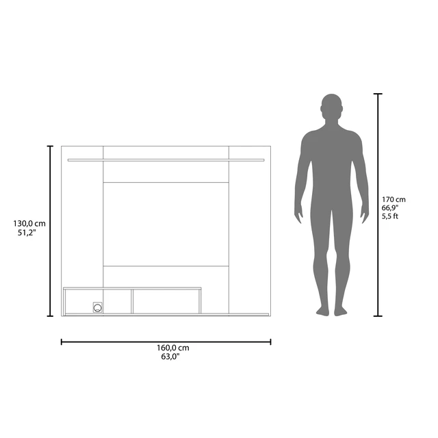Alt view image 7 of 7 - Positano TV Entertainment Center Media Console with Storage, Wenge, Particle Board, TV Entertainment Furniture