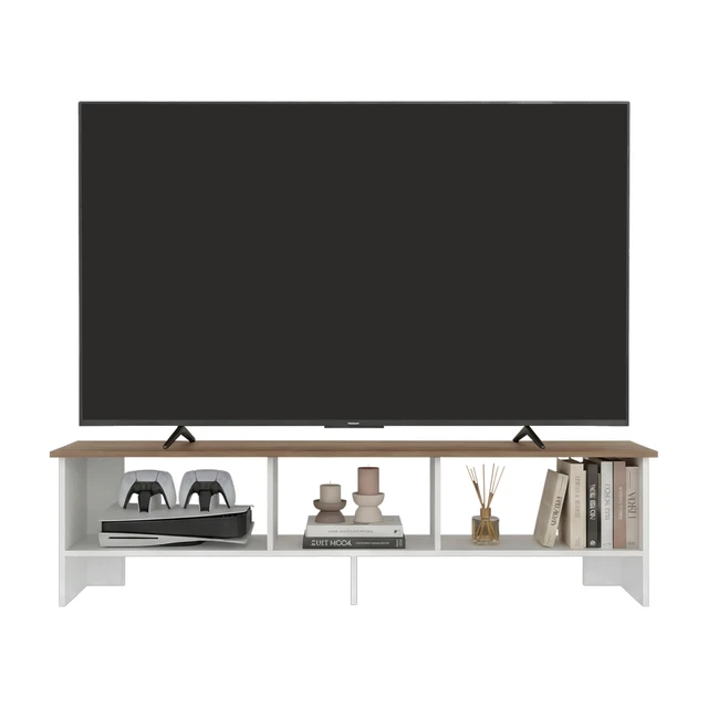 Alt view image 3 of 6 - TV Stand with Open Storage Shelf, Oak, Particle Board, TV Entertainment Furniture