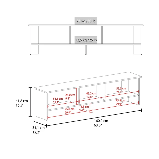 Alt view image 5 of 6 - TV Stand with Open Storage Shelf, Oak, Particle Board, TV Entertainment Furniture