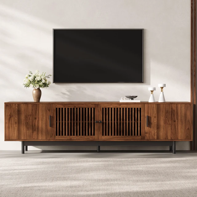 Main image of 78 Inch TV Stand for Tvs, TV Console for Living Media Console with Soft Closing Hinges Adjustable Shelves Stand