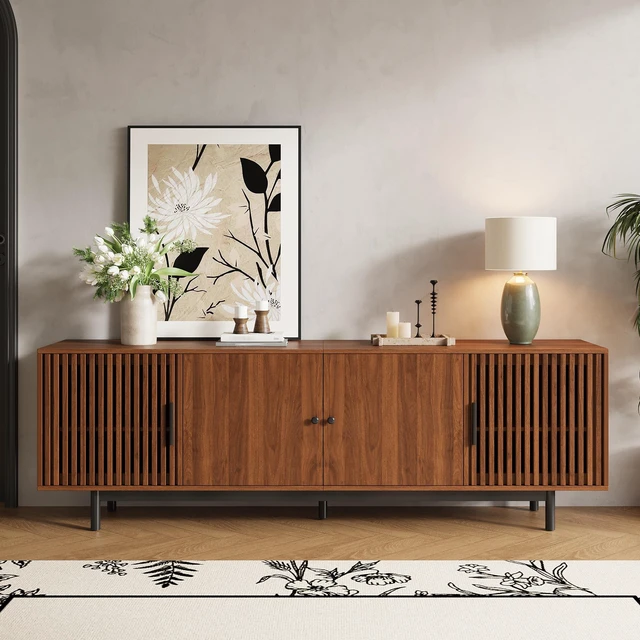 Main image of 78 Inch TV Stand for Tvs, TV Console for Living Media Console with Soft Closing Hinges Adjustable Shelves Stand