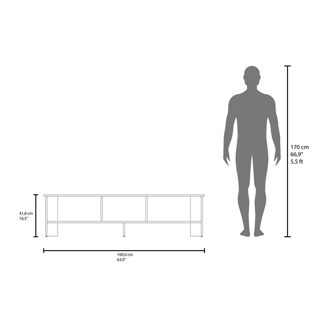 Alt view image 6 of 6 - TV Stand with Open Storage Shelf, Wenge, Particle Board, TV Entertainment Furniture