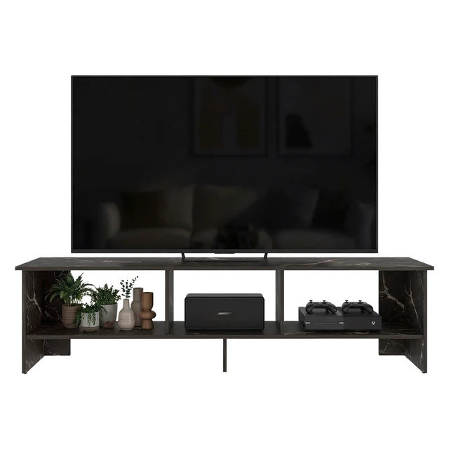Alt view image 3 of 6 - Mamba TV Stand with Open Storage Shelf, Black, Particle Board, TV Entertainment Furniture