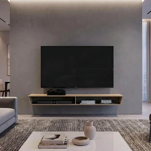Main image of Cartagena 2 Shelf TV Stand, Grey, Particle Board, TV Entertainment Furniture