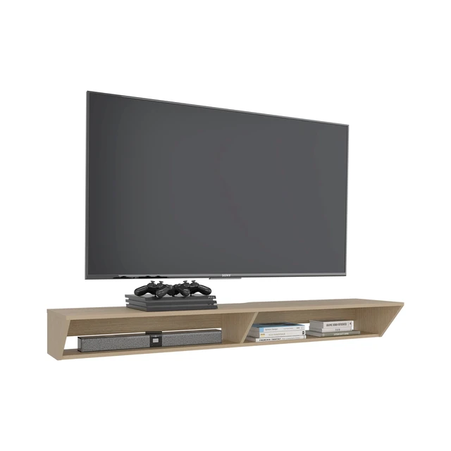 Alt view image 2 of 6 - Cartagena 2 Shelf TV Stand, Grey, Particle Board, TV Entertainment Furniture
