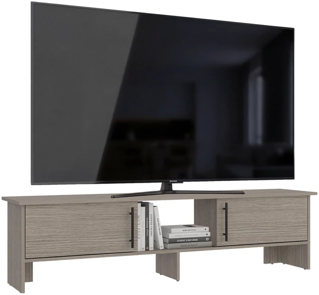 Alt view image 4 of 7 - TV 65 Inch Stand with Storage Cabinets, Media Console Entertainment Center with Open Shelves for Living, Gray Wash