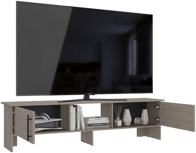 Alt view image 5 of 7 - TV 65 Inch Stand with Storage Cabinets, Media Console Entertainment Center with Open Shelves for Living, Gray Wash