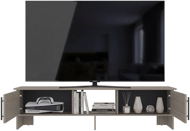 Alt view image 6 of 7 - TV 65 Inch Stand with Storage Cabinets, Media Console Entertainment Center with Open Shelves for Living, Gray Wash
