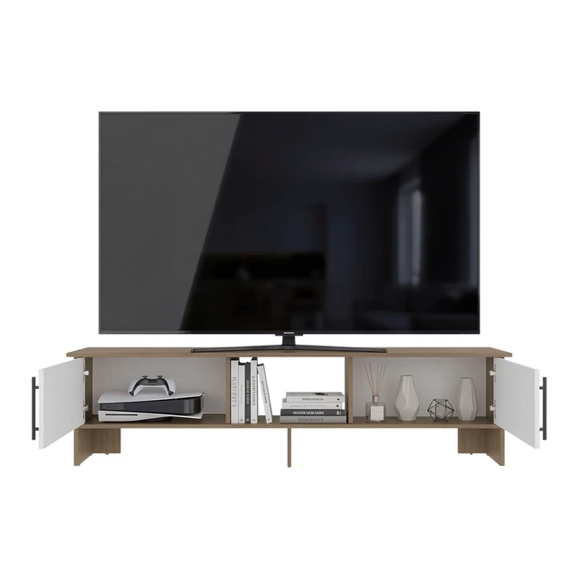 Alt view image 4 of 7 - TV 65 Inch Stand with Storage Cabinets, Media Console Entertainment Center with Open Shelves for Living, White