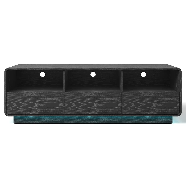 Alt view image 7 of 7 - Floating Bohemian TV Stand with Storage Drawers, 59 Inch Entertainment Center with LED Lights for Living, Black