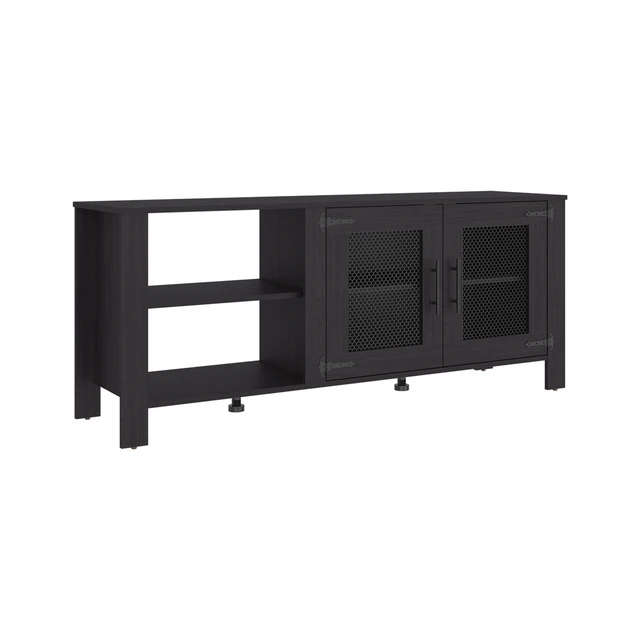 Alt view image 4 of 7 - Hudson TV 65 Inch Stand with Storage Cabinets, Media Console Entertainment Center with Open Shelves for Living, Wenge
