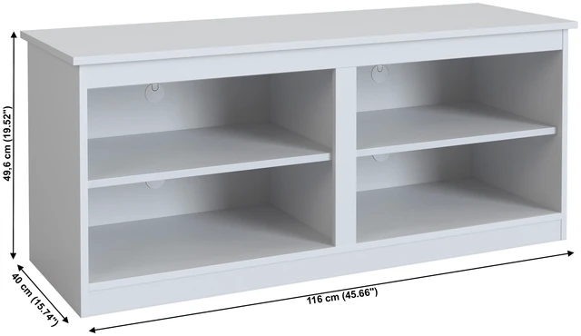 Alt view image 2 of 6 - TV Stand for Tvs 50 Inch, Entertainment Center with Open Storage Shelves and Cable Management, White, Melamine, TV