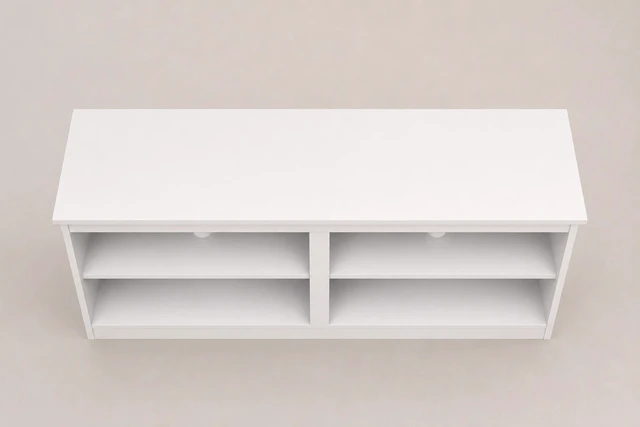 Alt view image 4 of 6 - TV Stand for Tvs 50 Inch, Entertainment Center with Open Storage Shelves and Cable Management, White, Melamine, TV