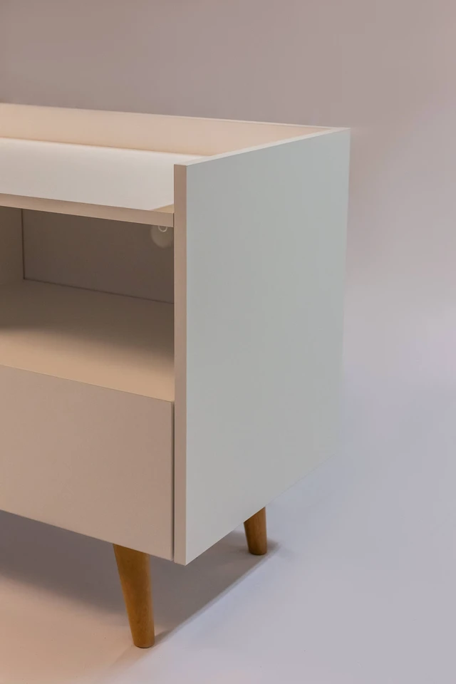 Alt view image 2 of 6 - TV Stand for Tvs 45 Inches, Entertainment Center with Open Storage Shelf Cable Management One Door and One Drawer