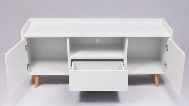 Alt view image 4 of 6 - TV Stand for Tvs 60 Inches, Entertainment Center with Open Storage Shelf Two Doors One Drawer and Cable Management