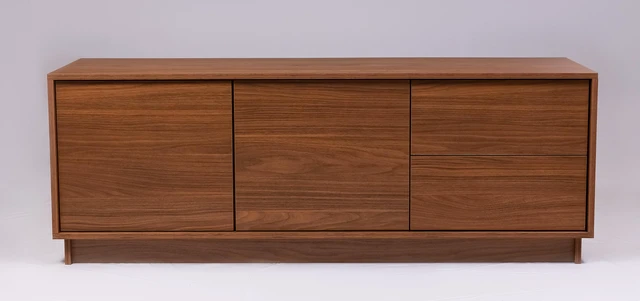 Alt view image 4 of 5 - TV Stand for Tvs 60 Inches, Entertainment Center Two Doors and Two Drawers Caiena, Walnut, Melamine, TV Entertainment