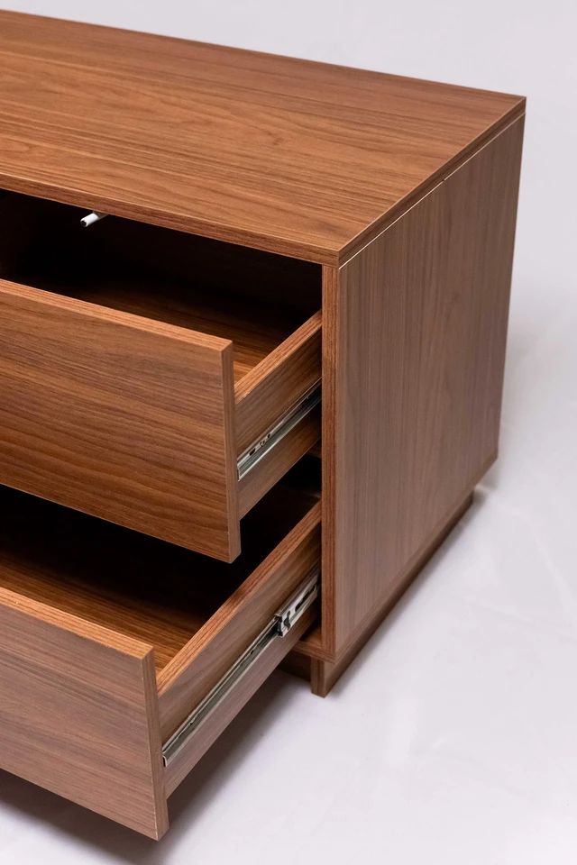 Alt view image 3 of 5 - TV Stand for Tvs 60 Inches, Entertainment Center Two Doors and Two Drawers Caiena, Walnut, Melamine, TV Entertainment