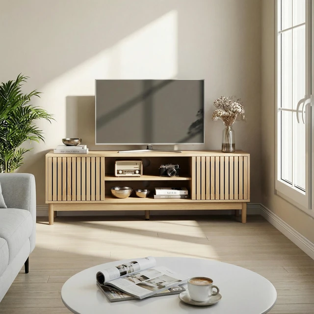 Main image of 55 Inch TV Stand, Mid-Century TV Stand Suitable for 65 Inch Tvs Entertainment Center with Storage Media Console