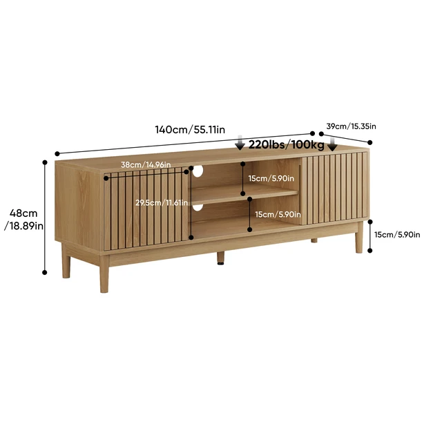 Alt view image 3 of 7 - 55 Inch TV Stand, Mid-Century TV Stand Suitable for 65 Inch Tvs Entertainment Center with Storage Media Console