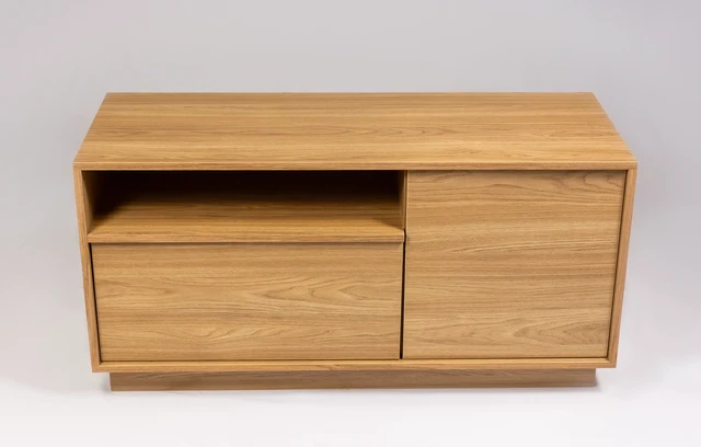 Alt view image 4 of 6 - TV Stand for Tvs 45 Inches, Entertainment Center One Door One Drawer and Open Shelf Hannover, Oak, Melamine, TV