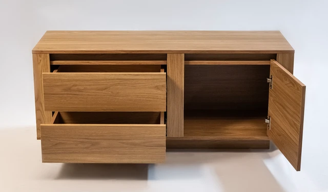 Alt view image 3 of 5 - TV Stand for Tvs 50 Inches, Entertainment Center One Door and Two Drawers Hannover, Oak, Melamine, TV Entertainment