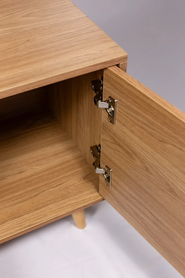 Alt view image 5 of 5 - TV Stand for Tvs 60 Inches, Entertainment Center Two Doors One Drawer and One Open Shelf Hannover, Oak, Melamine, TV