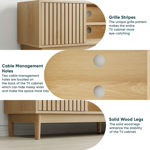 Alt view image 6 of 7 - 55 Inch TV Stand, Mid-Century TV Stand Suitable for 65 Inch Tvs Entertainment Center with Storage Media Console