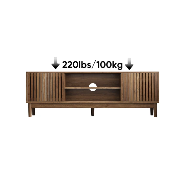 Alt view image 3 of 7 - 55 Inch TV Stand, Mid-Century TV Stand Suitable for 65 Inch Tvs Entertainment Center with Storage Space Media Console