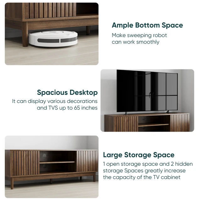 Alt view image 7 of 7 - 55 Inch TV Stand, Mid-Century TV Stand Suitable for 65 Inch Tvs Entertainment Center with Storage Space Media Console