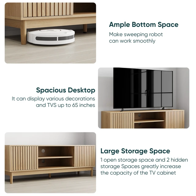 Alt view image 5 of 7 - 55 Inch TV Stand, Mid-Century TV Stand Suitable for 65 Inch Tvs Entertainment Center with Storage Media Console