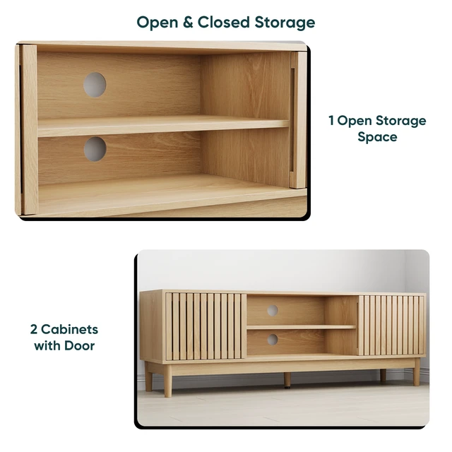 Alt view image 7 of 7 - 55 Inch TV Stand, Mid-Century TV Stand Suitable for 65 Inch Tvs Entertainment Center with Storage Media Console
