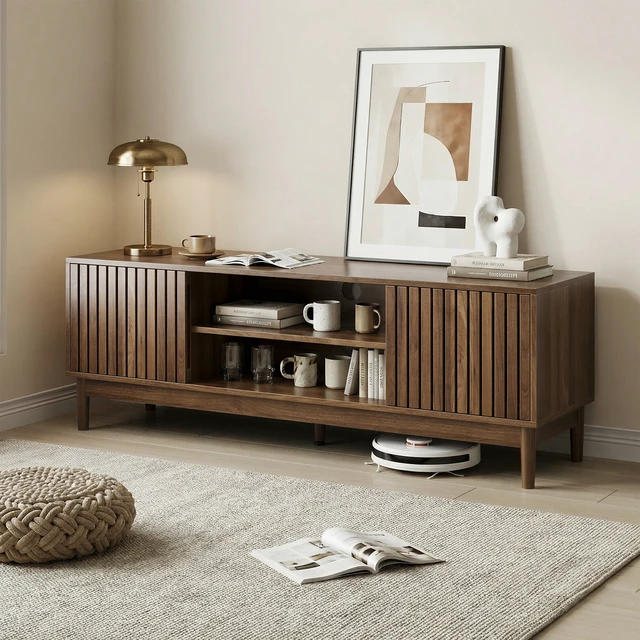 Alt view image 6 of 7 - 55 Inch TV Stand, Mid-Century TV Stand Suitable for 65 Inch Tvs Entertainment Center with Storage Space Media Console