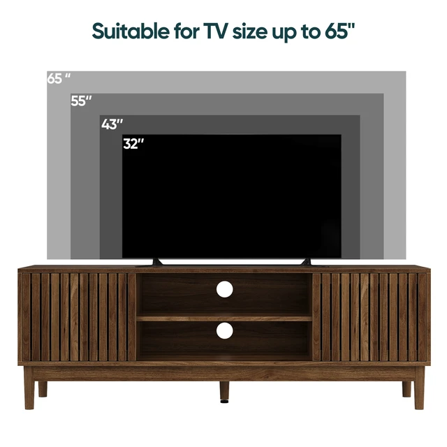 Alt view image 4 of 7 - 55 Inch TV Stand, Mid-Century TV Stand Suitable for 65 Inch Tvs Entertainment Center with Storage Space Media Console