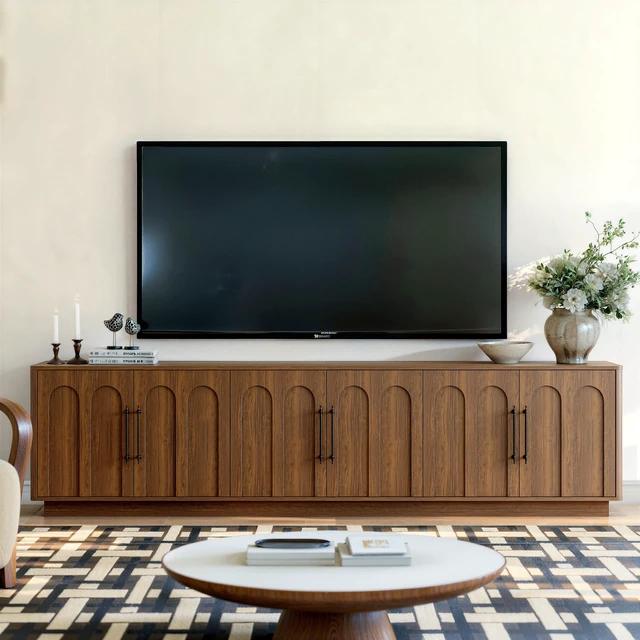 Main image of 94.5 Inch Extra Long TV Stand for Large Tvs, 6 Door Media Console with Storage Entertainment Center with Arched Doors