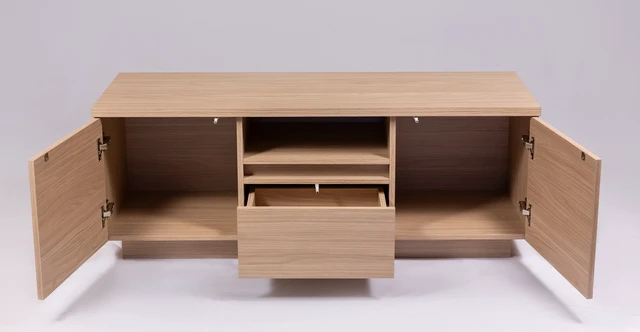 Alt view image 4 of 5 - TV Stand for Tvs 50 Inches, Entertainment Center One Drawer and Two Doors Thar, Walnut, Melamine, TV Entertainment