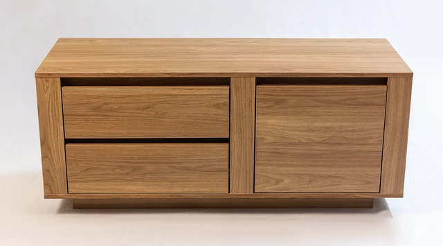 Alt view image 4 of 5 - TV Stand for Tvs 50 Inches, Entertainment Center One Door and Two Drawers Hannover, Oak, Melamine, TV Entertainment
