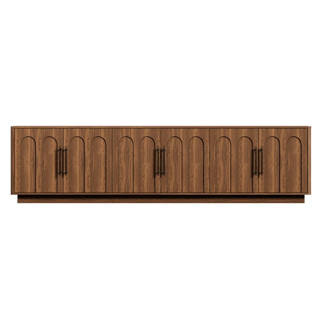 Alt view image 6 of 7 - 94.5 Inch Extra Long TV Stand for Large Tvs, 6 Door Media Console with Storage Entertainment Center with Arched Doors