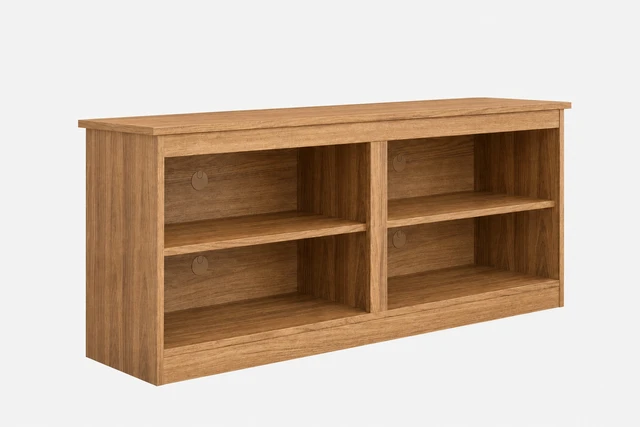 Alt view image 4 of 5 - TV Stand for Tvs 50 Inch, Entertainment Center with Open Storage Shelves and Cable Management Hannover, Oak, Melamine
