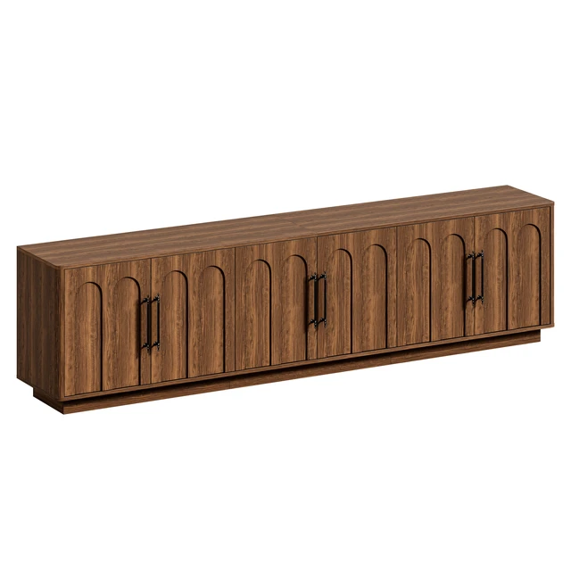 Alt view image 7 of 7 - 94.5 Inch Extra Long TV Stand for Large Tvs, 6 Door Media Console with Storage Entertainment Center with Arched Doors