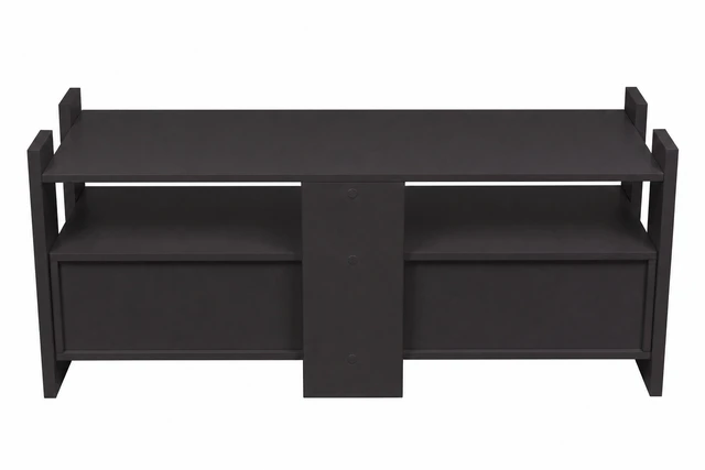 Alt view image 3 of 5 - TV Stand for Tvs 55 Inch, Entertainment Center with Open Storage Shelves and Two Drawers, Carbon Gray, Melamine, TV